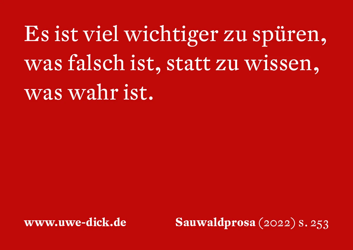 Uwe Dick: Es ist viel wichtiger zu spüren
